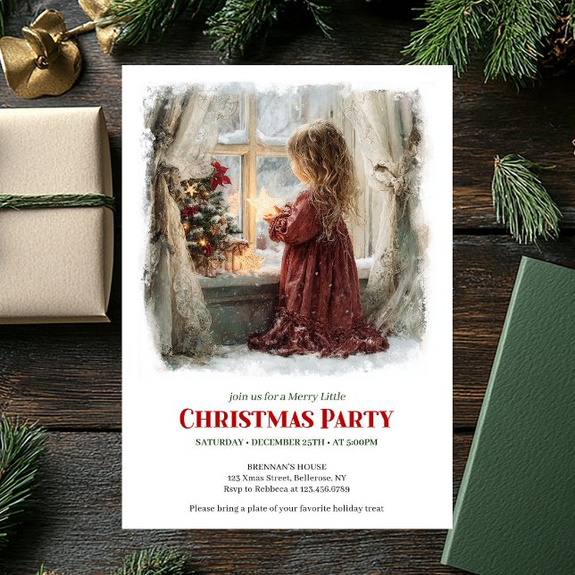 Whimsical little girl holding shining star digital invitation (Whimsical little girl holding shining star digital invitation

)