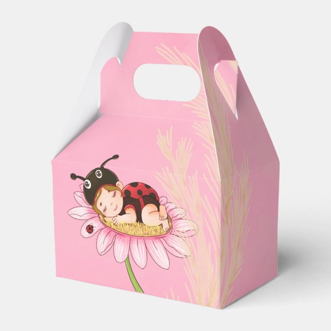 Whimsical Little Ladybug Baby Shower Favour Box (Front Side)