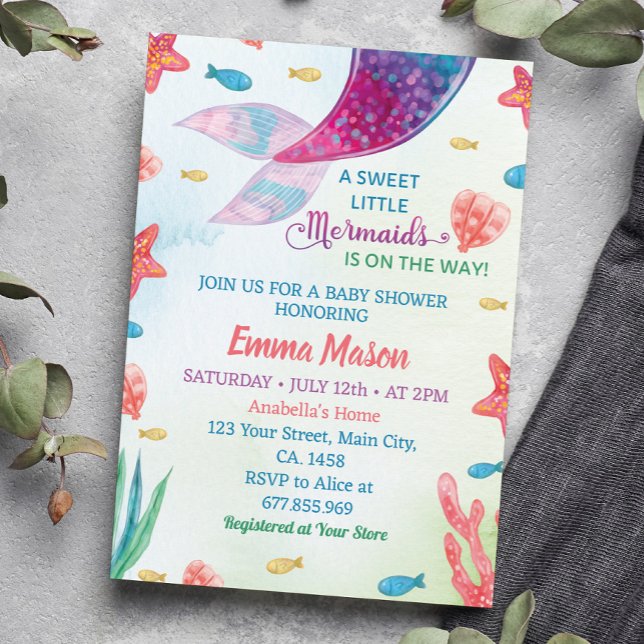 Whimsical Little Mermaid Baby Shower Invitation (Creator Uploaded)