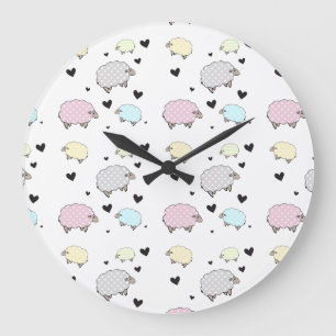 Whimsical Little Pastel Sheep Clock