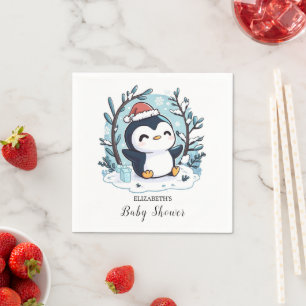 Whimsical Little Penguin Baby Shower Napkin
