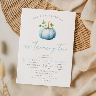 Whimsical Little Pumpkin Boy Fall 2nd Birthday Invitation