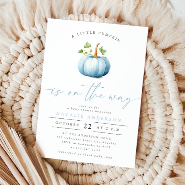 Whimsical Little Pumpkin Boy Fall Baby Shower Invitation (Creator Uploaded)