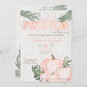 Whimsical Little Pumpkin Coral Baby Shower Invitation