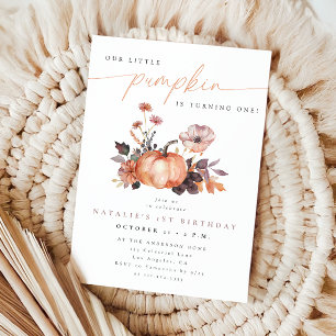 Whimsical Little Pumpkin Fall Birthday Party Invitation
