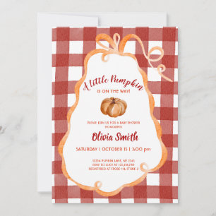 Whimsical Little Pumpkin Ribbon Bow Baby Shower Invitation