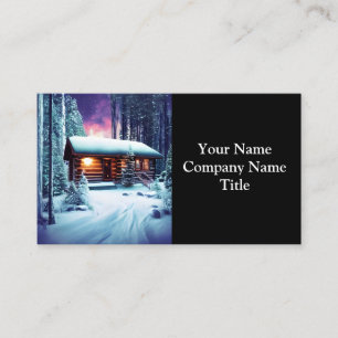 Whimsical Little Rustic Log Cabin In The Woods Business Card