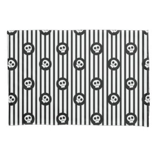 Whimsical Little Skulls Black & White Skull Pillowcase