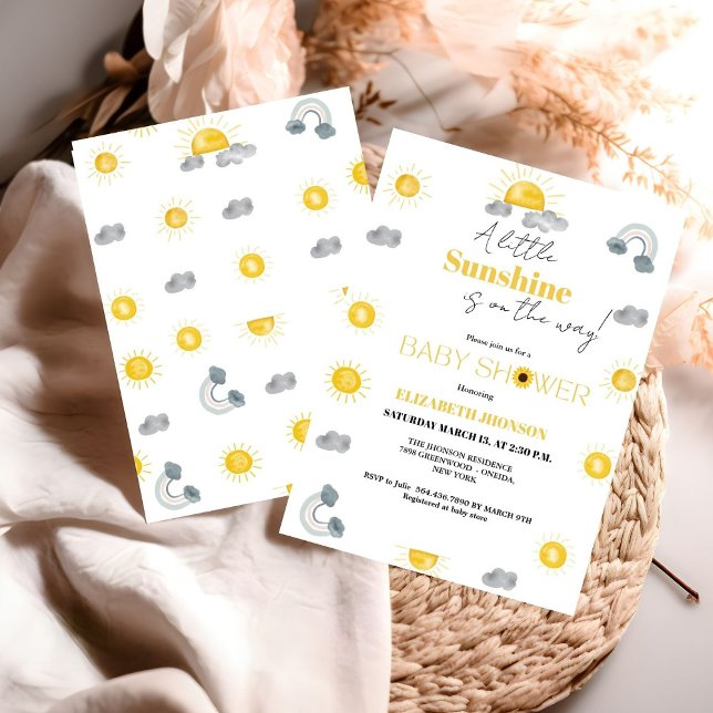 Whimsical  little sunshine on the way baby shower  invitation (Creator Uploaded)
