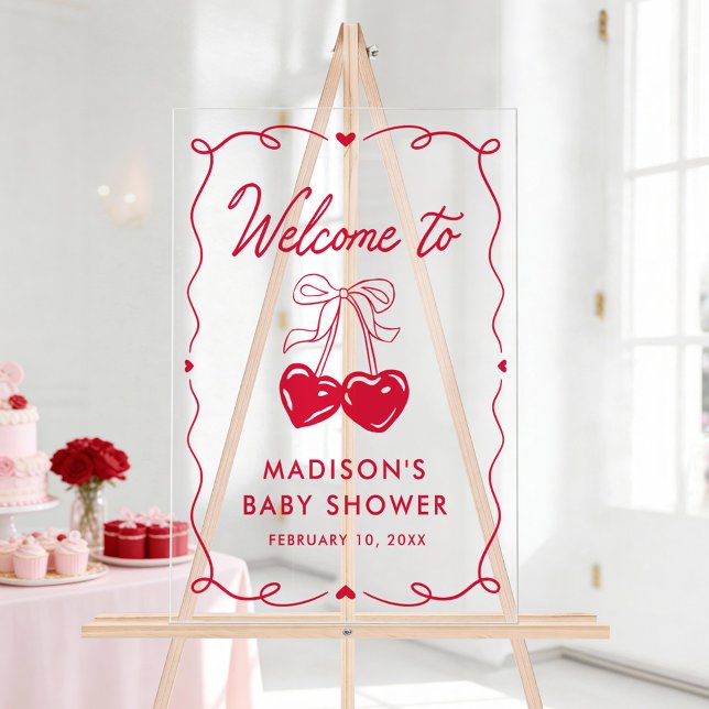Whimsical Little Sweetheart Baby Shower Welcome Acrylic Sign (Creator Uploaded)