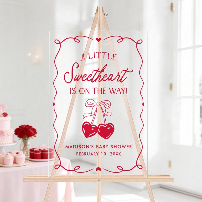 Whimsical Little Sweetheart Baby Shower Welcome Acrylic Sign (Creator Uploaded)
