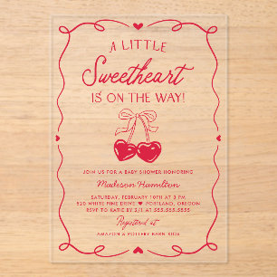 Whimsical Little Sweetheart Valentines Baby Shower Acrylic Invitations