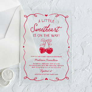 Whimsical Little Sweetheart Valentines Baby Shower Acrylic Invitations