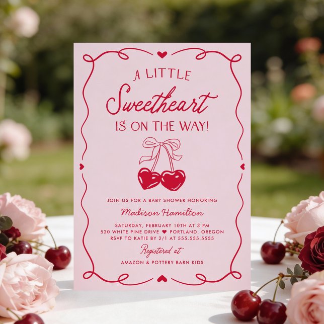 Whimsical Little Sweetheart Valentines Baby Shower Invitation (Creator Uploaded)