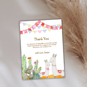 Whimsical Llama Desert Cactus Fiesta Baby Shower Thank You Card