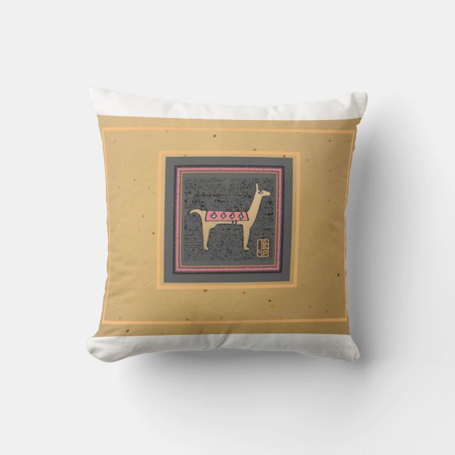 Whimsical llama design 16"x16" throw pillow (Front)