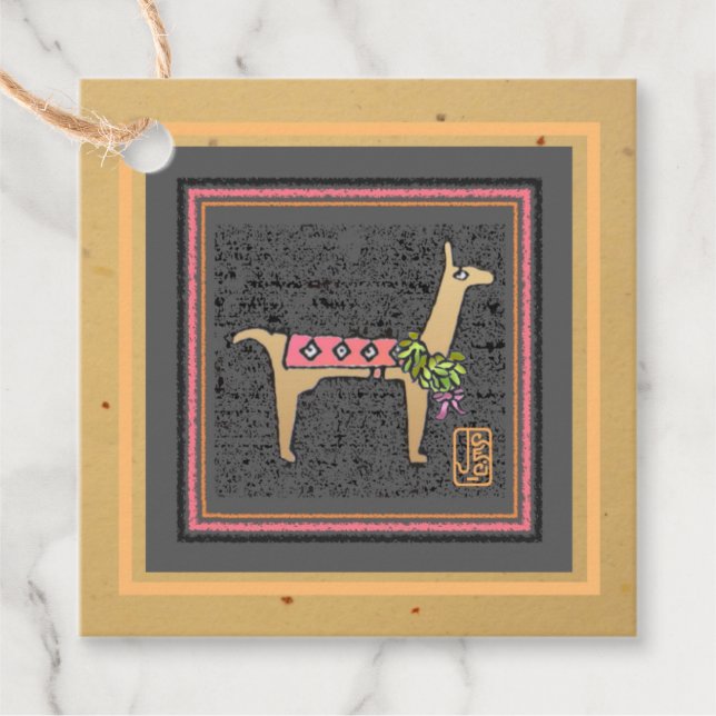 Whimsical Llama Gift Tag (Front)