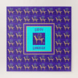 Whimsical Llamas Happy Hanukkah 20"x20" Puzzle<br><div class="desc">This Whimsical Llamas Happy Hanukkah 20"x20" Puzzle makes a fun new Hanukkah tradition for your family and friends, and a great gift item for anyone. It features Whimsical Llamas with fully lit menorahs on their backs in a repeat pattern, with a Happy Hanukkah wish in the center. May your candles...</div>