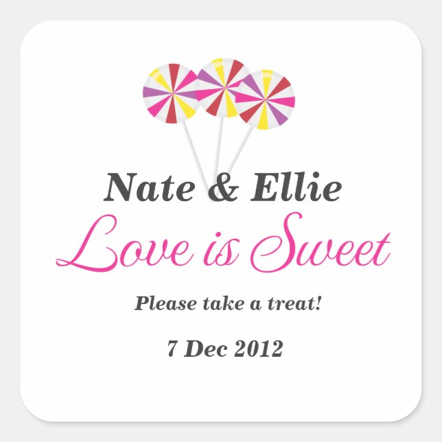 Whimsical lollipop Candy Buffet Sticker (Front)