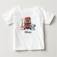 Whimsical London Bus with Giraffe & Elephant