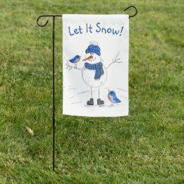 Whimsical Long-Legged Snowman Garden Flag