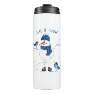 Whimsical Long-Legged Snowman Thermal Tumbler