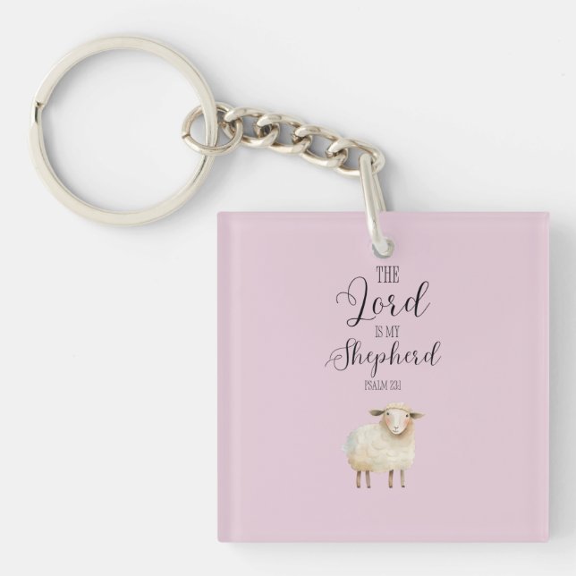 Whimsical Lord is My Shepherd Psalm 23:1 Key Ring (Front)