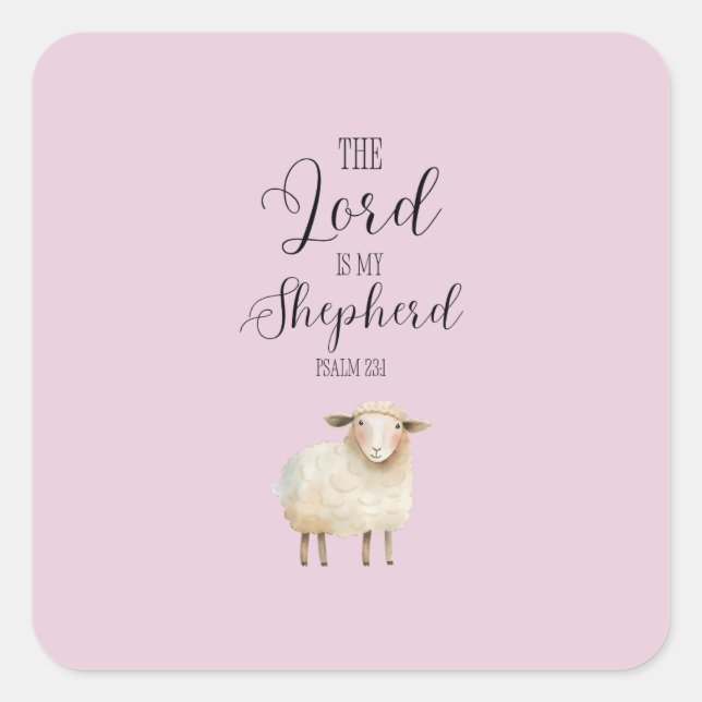 Whimsical Lord is My Shepherd Psalm 23:1 Square Sticker (Front)