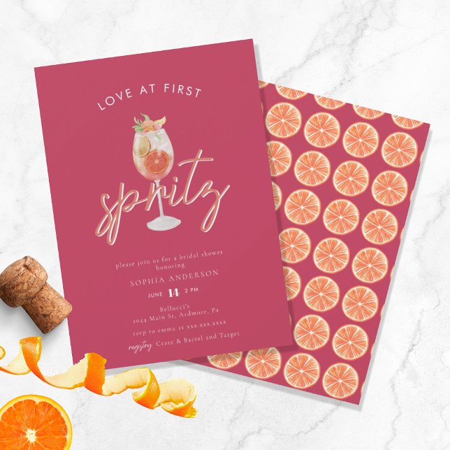 Whimsical Love at First Spritz Bridal Shower Invitation (Creator Uploaded)