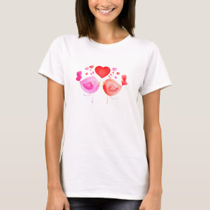 Whimsical love birds watercolor art t-shirt