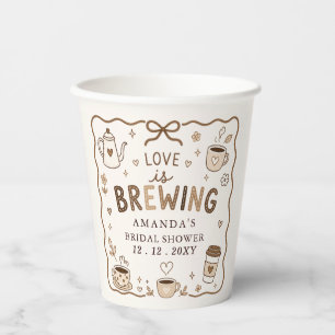 Whimsical Love is Brewing Coffee Bridal Shower Paper Cups