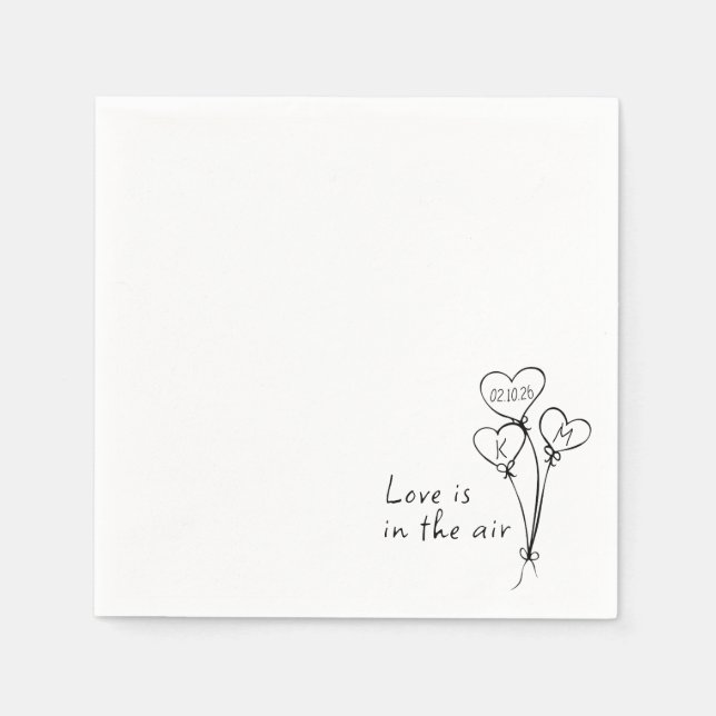 Whimsical "Love is in the Air" Custom Chic Wedding Napkin (Front)