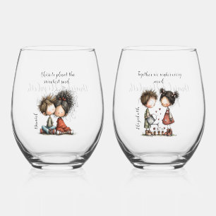 Whimsical Love Stemless Wine Glass