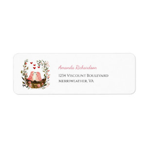 Whimsical Lovebirds Return Address Label
