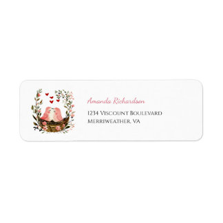 Whimsical Lovebirds Return Address Label