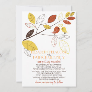 Whimsical Lovebirds Wedding Invitation