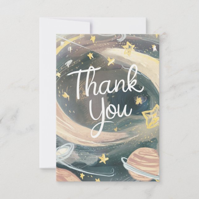 Whimsical Lovely Heaven Celestial Thank You Card (Front)
