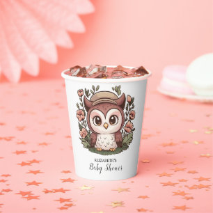Whimsical Lovely Owl Baby Shower Paper Cups