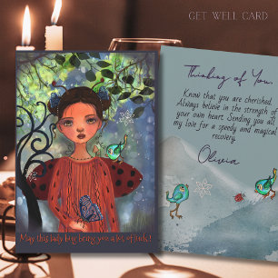 Whimsical Lucky Ladybug Get Well Card