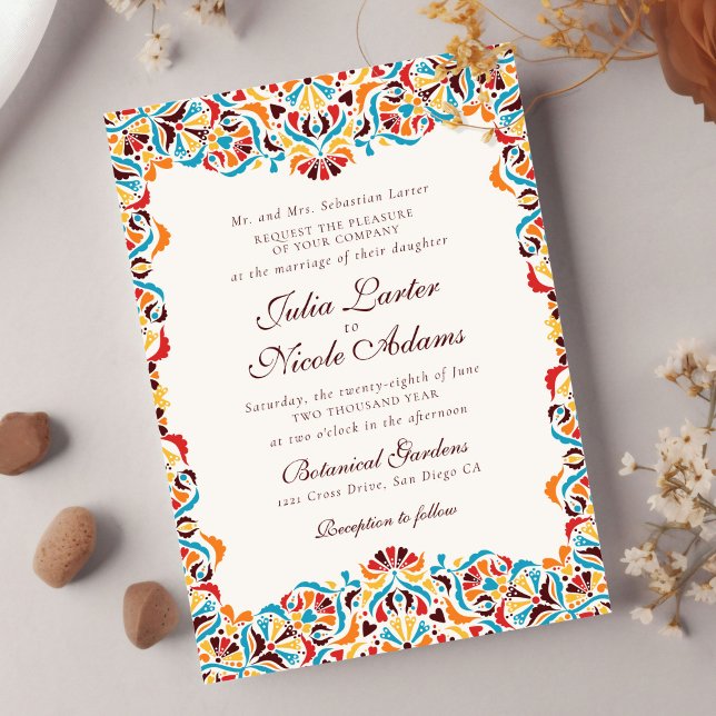 Whimsical Luxury Ivory Floral Border Photo Wedding Invitation (Creator Uploaded)