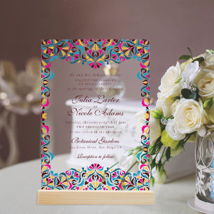 Whimsical Luxury Ivory Floral Style Border Wedding Acrylic Invitations