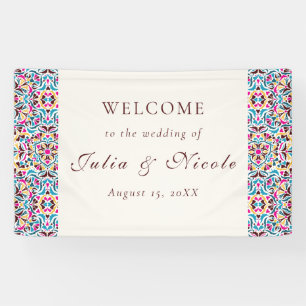Whimsical Luxury Ivory Floral Style Border Wedding Banner