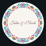 Whimsical Luxury Ivory Floral Style Border Wedding Classic Round Sticker<br><div class="desc">Beautiful Invitation to celebrate Special occasions and festivals comes with digital and E-invitation as per your request. We would love to replicate our designs to make multiple products like rsvp cards, labels envelopes, and more. Customisation is available for ready to print on request at info@shamaurcreatif@gmail.com. Look Forward to hearing from...</div>
