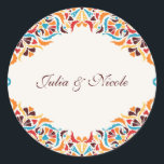 Whimsical Luxury Ivory Floral Style Border Wedding Classic Round Sticker<br><div class="desc">Beautiful Invitation to celebrate Special occasions and festivals comes with digital and E-invitation as per your request. We would love to replicate our designs to make multiple products like rsvp cards, labels envelopes, and more. Customisation is available for ready to print on request at info@shamaurcreatif@gmail.com. Look Forward to hearing from...</div>