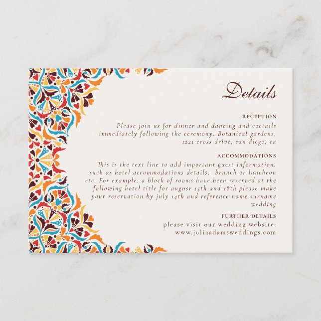 Whimsical Luxury Ivory Floral Style Border Wedding Enclosure Card (Front)