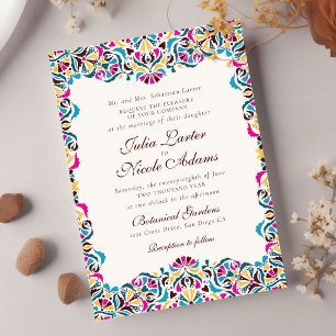 Whimsical Luxury Ivory Floral Style Border Wedding Invitation