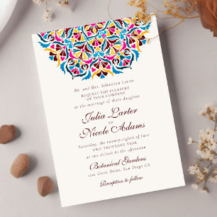Whimsical Luxury Ivory Floral Style Border Wedding Invitation