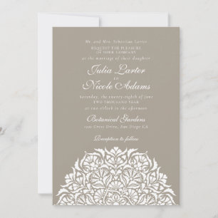 Whimsical Luxury Ivory Floral Style Border Wedding Invitation