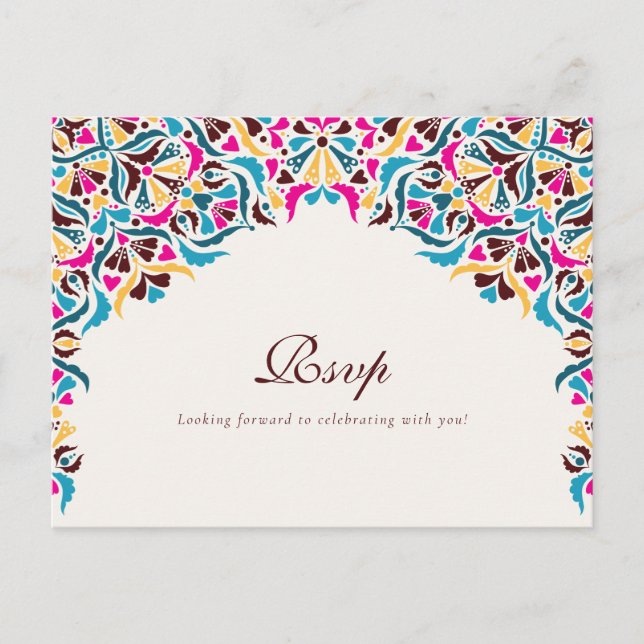 Whimsical Luxury Ivory Floral Style Border Wedding Postcard (Front)