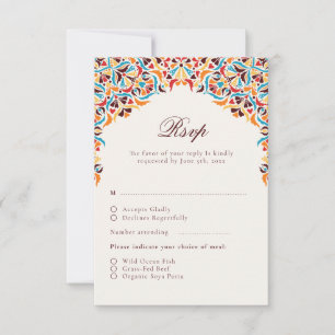 Whimsical Luxury Ivory Floral Style Border Wedding RSVP Card